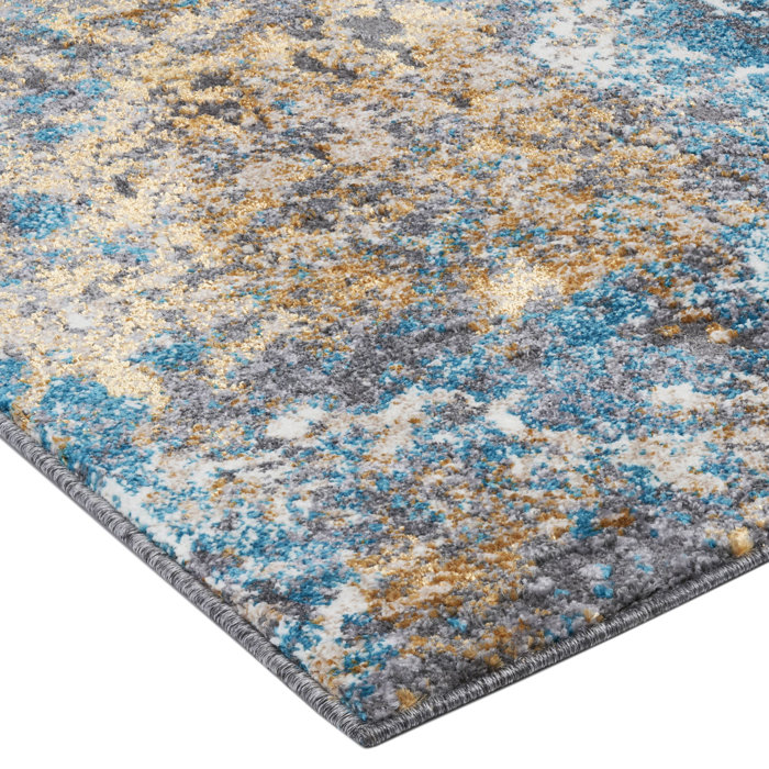 Willa Arlo Interiors Reitz Abstract Turquoise/Gray Area Rug & Reviews